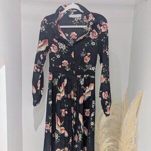Liquorice Long Sleeved Midi Dress  (size 4)